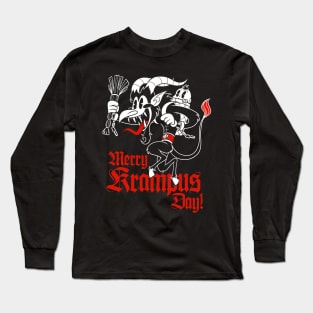 Happy Krampusnacht Krampus Old 30s Cartoon style Long Sleeve T-Shirt